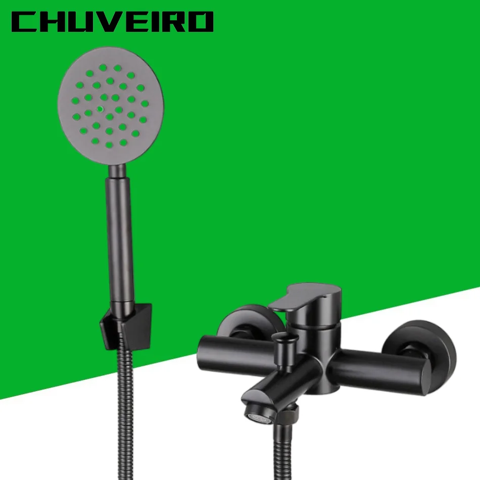 Black Bathroom Bathtub Faucet 304 Stainless Steel Hot and Cold Water Mixer Tap Wall Mounted Faucet With Handheld Shower Head
Black Bathroom Bathtub Faucet 304 Stainless Steel Hot and Cold Water Mixer Tap Wall Mounted Faucet With Handheld Shower Head
