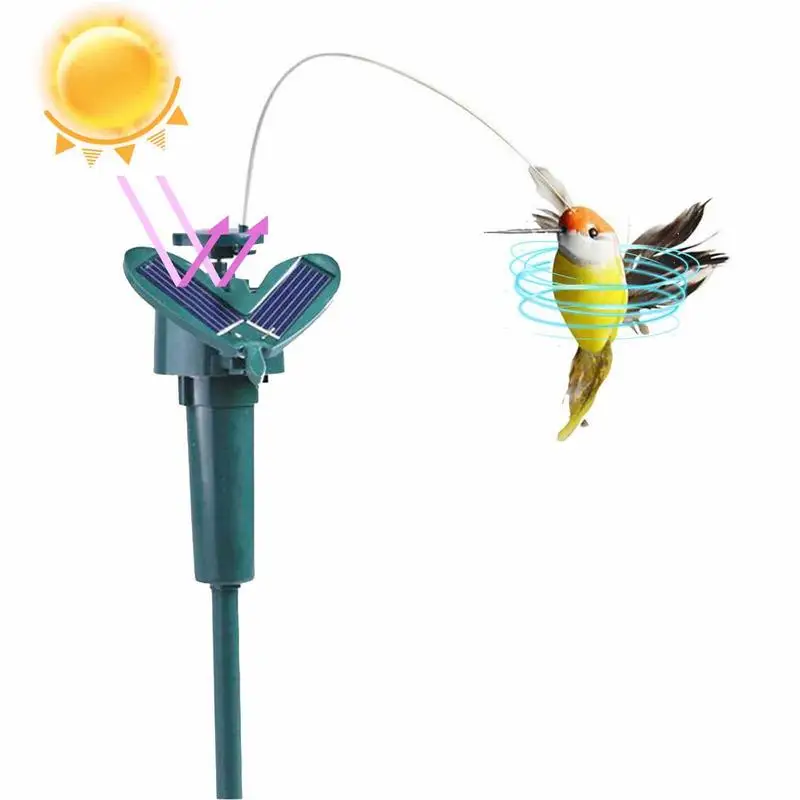 

Solar Hummingbird Flying Artificial Feather Wings & Tail Flying Solar Battery Powered Toy For Garden Yard Stake Fluttering Bird