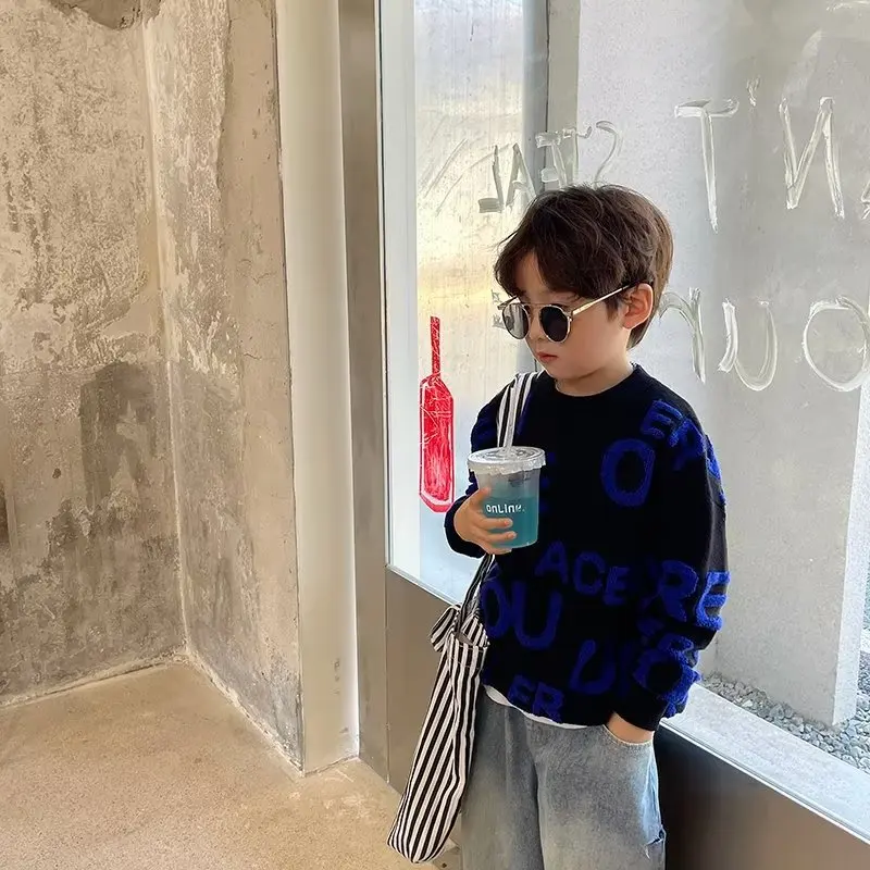 Boy Sweater Autumn and Winter 2023 New Knitting Sweater Baby Thickened Large Children Pullover Letter Korean Sweater Tops
Boy Sweater Autumn and Winter 2023 New Knitting Sweater Baby Thickened Large Children Pullover Letter Korean Sweater Tops