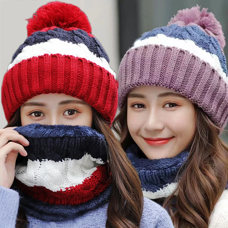 New Winter Women's Velvet Wool Hats Twist color matching Beanies Skullies Hat Female Riding Bib Knitted Hats Sets Wholesale
New Winter Women's Velvet Wool Hats Twist color matching Beanies Skullies Hat Female Riding Bib Knitted Hats Sets Wholesale