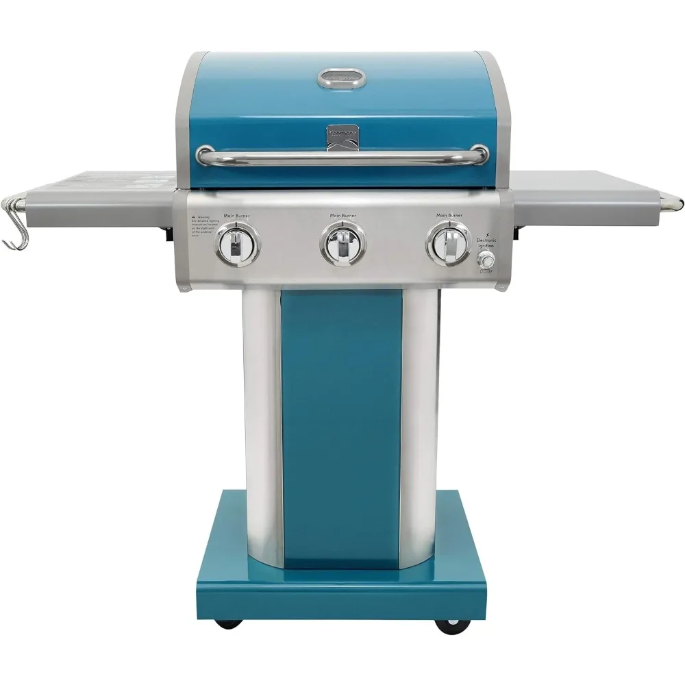 

Kenmore 3-Burner Outdoor BBQ Grill | Liquid Propane Barbecue Gas Grill with Folding Sides, PG-A4030400LD-TL, Pedestal Grill