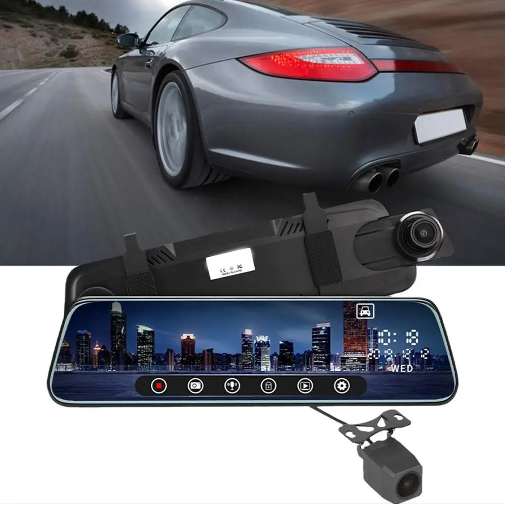10" 1080P Car Dashcam DVR Night Vision Media Dash Camera Screen Video cameras Mirror Recorder Dual Rear Lens Rearview W2L3
10" 1080P Car Dashcam DVR Night Vision Media Dash Camera Screen Video cameras Mirror Recorder Dual Rear Lens Rearview W2L3