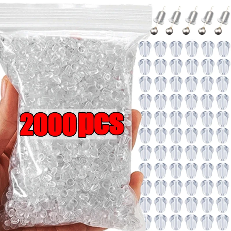 

500-2000pcs Soft Silicone Rubber Earring Back Stoppers for Stud Earrings DIY Earring Findings Accessories Bullet Tube Ear Plugs