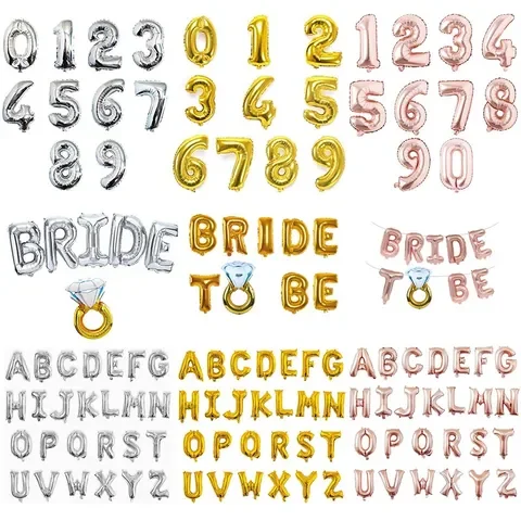 

1pcs 16inch Rose Gold Silver Foil Letter Alphabet Balloons 0-9 Number Ballon Wedding Birthday Party Decoration Kids Baby Shower