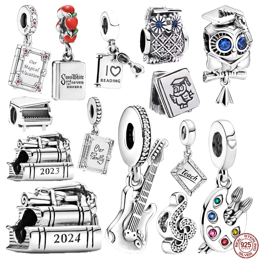 

Sell Well 925 Sterling Silver Wise Owl Graduation Music Art Book Dangle Charm Beads Fit Original Pandora Bracelet Jewelry Gift