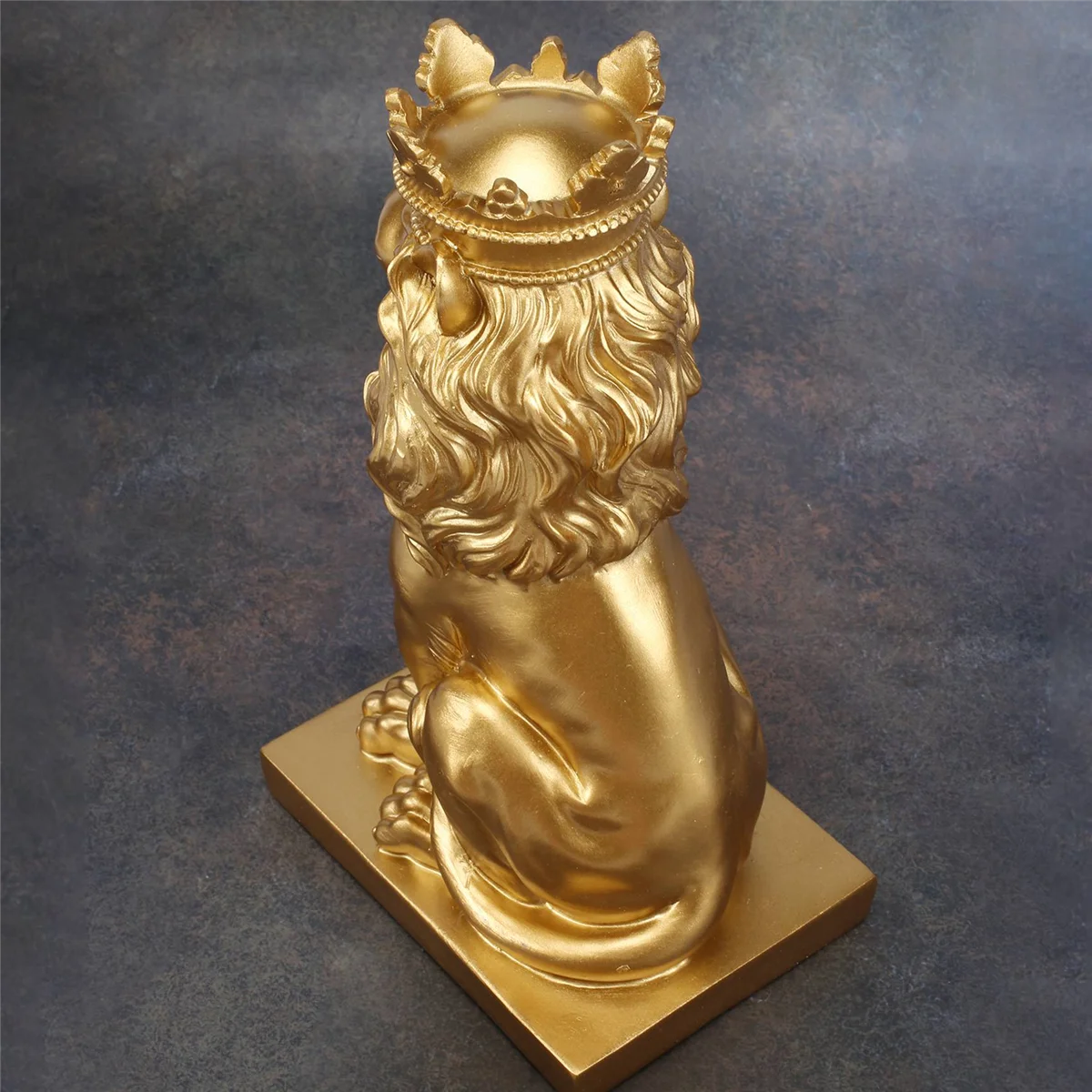 

Abstract Crown Lion Statue Home Office Bar Male Lion Faith Resin Sculpture Crafts Animal Art Decor Ornaments - Gold