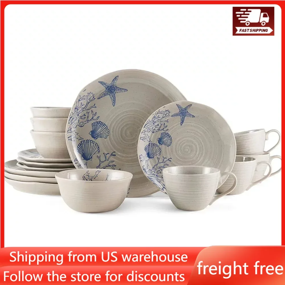 

Food Plate 16-Piece Dinnerware Set Stoneware Tableware Set of Plates Dinner Sets Free Shipping Ceramic Dishes to Eat Dish Dining
