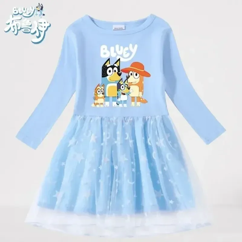 

Анимационное периферийное платье принцессы с длинными рукавами милое платье с длинными рукавами в виде звезд голубое платье из чистого хлопка детская одежда подарок для девочки