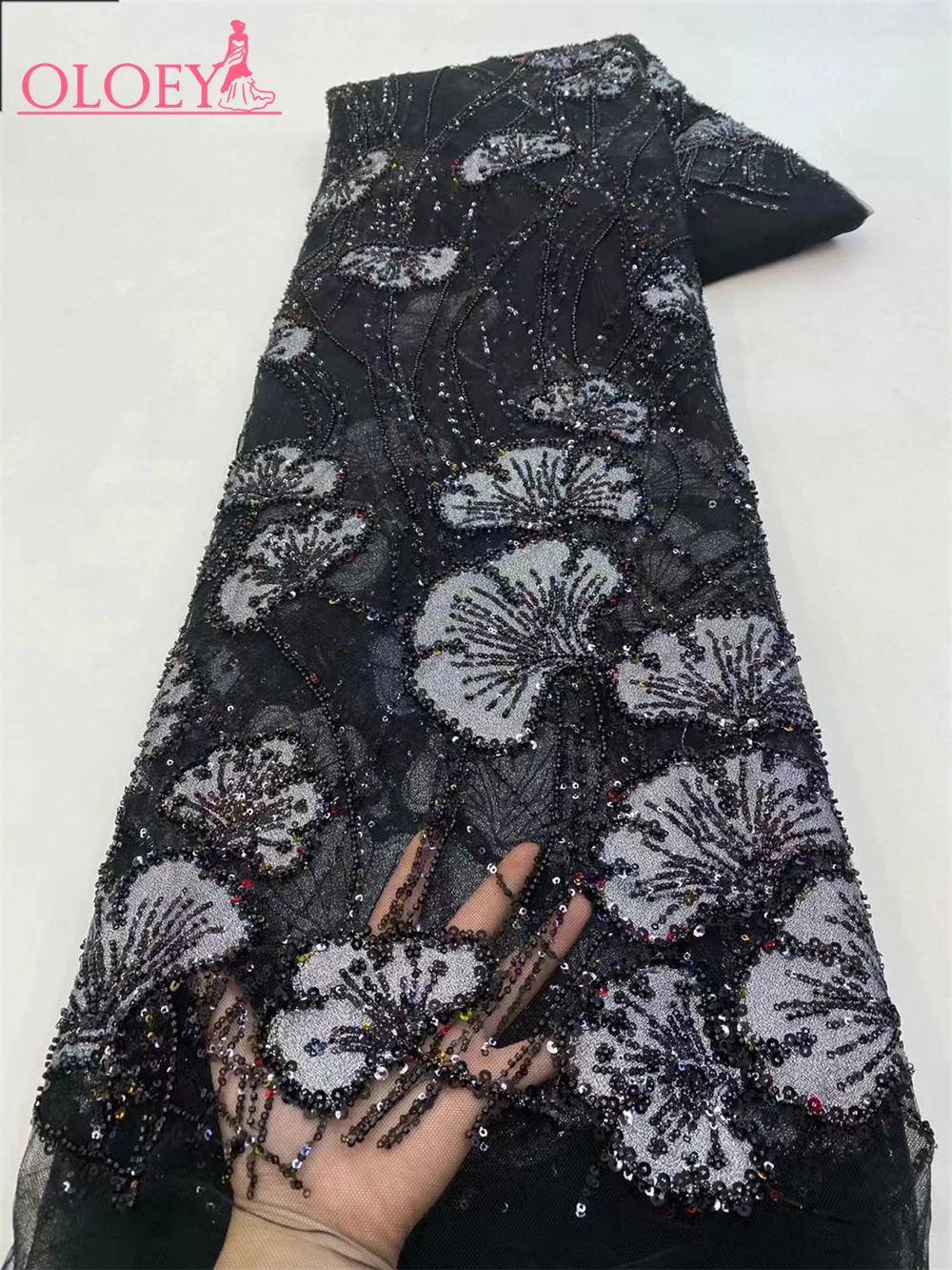 Fashion Elegant French Embroidery Beaded Lace Fabric African Nigerian With Sequins Fabric For Wedding Dress
Fashion Elegant French Embroidery Beaded Lace Fabric African Nigerian With Sequins Fabric For Wedding Dress