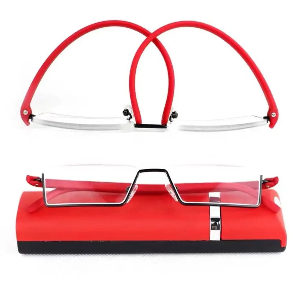 

Metal Reading Glasses with Case Rectangle TR PC Half Frame Glasses Strength: 1.0~4.0x Anti Eyestrain Reading Glasses Readers