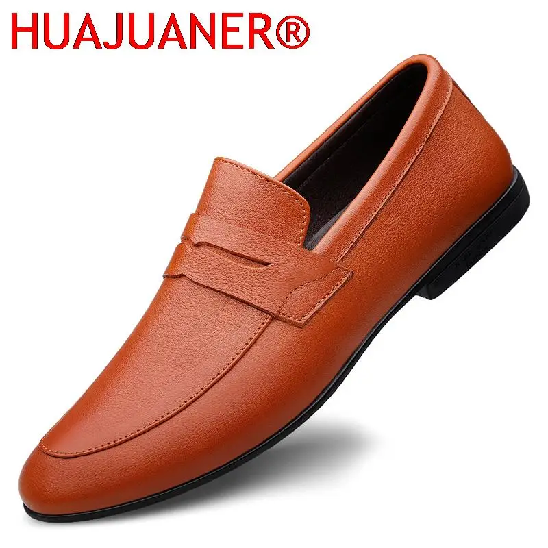 

Brand Genuine Leather Men Loafer Shoes Fashion Male Boat Shoes Casual Shoes Man Business Wedding Footwear Mens Slip on Loafers