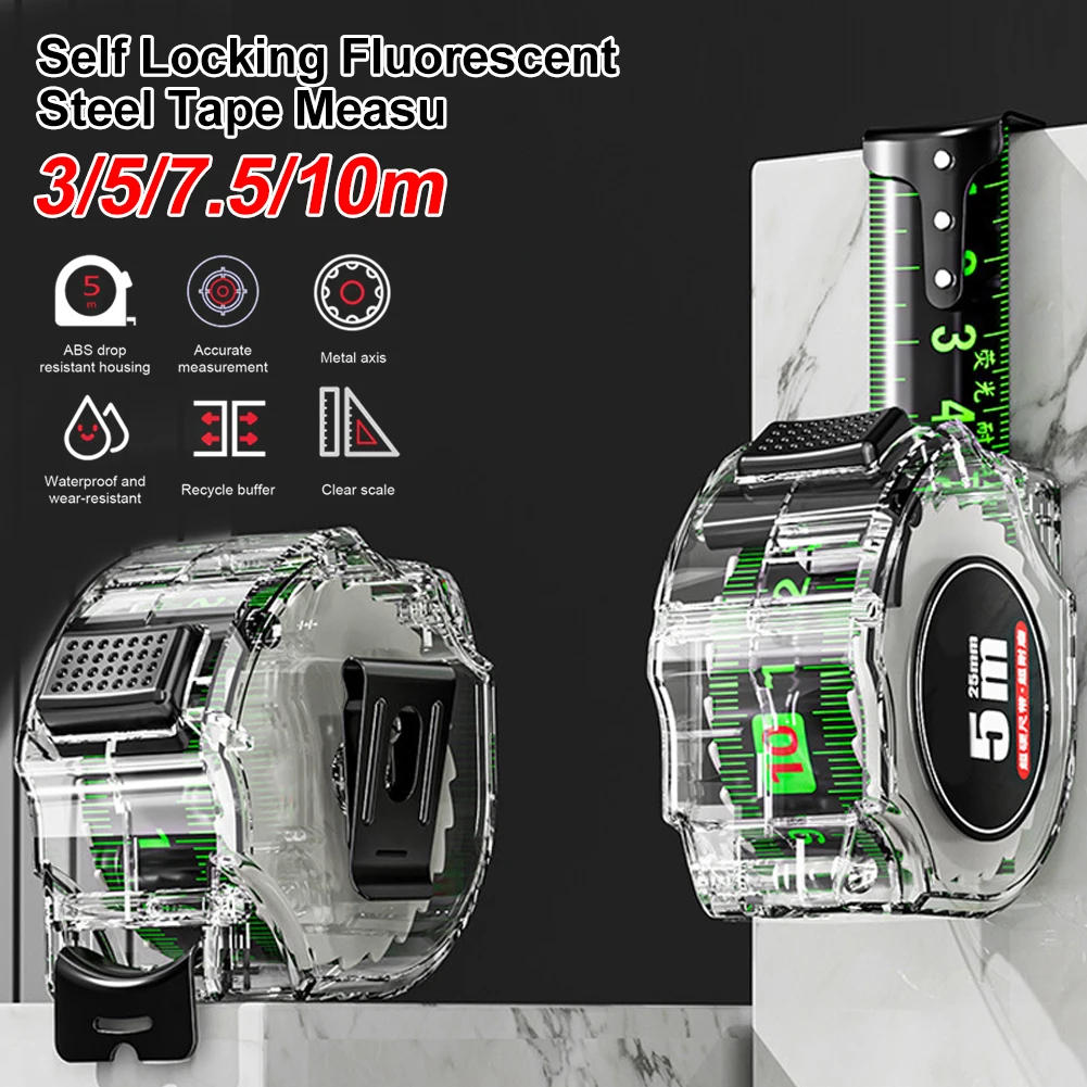 Tape Measure 3/5/7.5/10m Measuring Tape Retractable Self-Locking Metric Tape Measure Tool Glow In The Dark Double-Sided Mark
Tape Measure 3/5/7.5/10m Measuring Tape Retractable Self-Locking Metric Tape Measure Tool Glow In The Dark Double-Sided Mark
