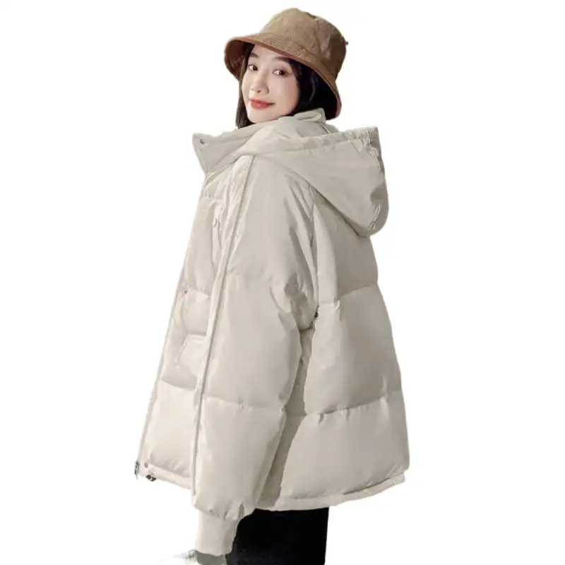 

Зимняя хлопковая одежда для отдыха, женский пуховик большого размера Y2K в стиле бойфренд с карманами на молнии, плотное пальто, Корейская версия, Осенние парки