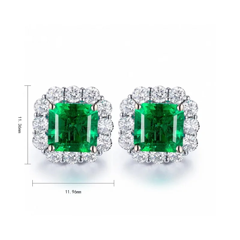 

Ruihe New 925 Sterling Silver Earring 3.07CT Lab Grown Emerald Gemstone Ladies Fashion Jewelry Wholesale