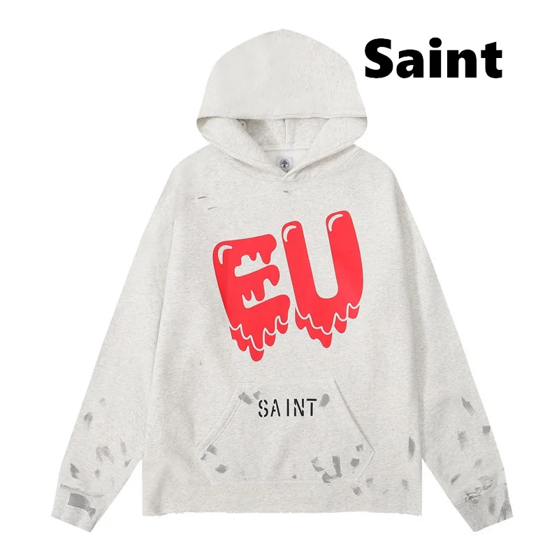 

SAINT Michael 2024 New American Vintage Style Graffiti Round Neck Loose Fitting Pure Cotton Material hoodie High