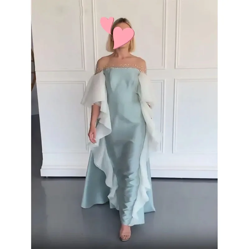 Sexy Sheer O Neck Straight Prom Dresses Ruffles Sleeve with Beaded Special Occasion Dress Floor Length Satin vestidos de fiesta
Sexy Sheer O Neck Straight Prom Dresses Ruffles Sleeve with Beaded Special Occasion Dress Floor Length Satin vestidos de fiesta
