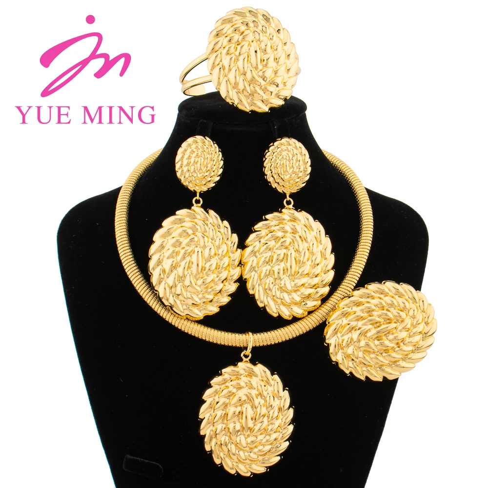 Fashion Woman Jewelry Set Round Bead Pendant Dubai Gold Plated Luxury Necklace Earrings Ring Bracelet Party Banquet Wedding Gift
Fashion Woman Jewelry Set Round Bead Pendant Dubai Gold Plated Luxury Necklace Earrings Ring Bracelet Party Banquet Wedding Gift