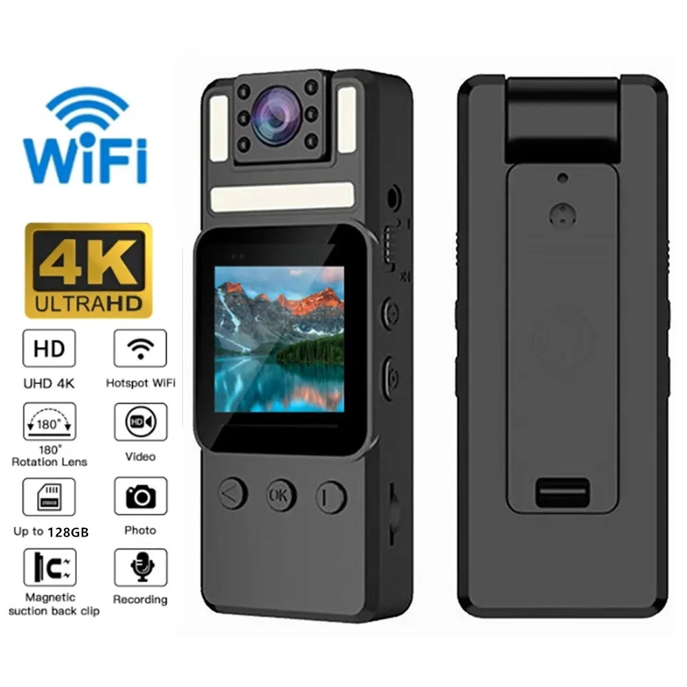 

New 4K HD Wifi Mini Camera Portable Digital Video Recorder Worn Police Small BodyCam Night Vision Sports DV Miniature Camcorder