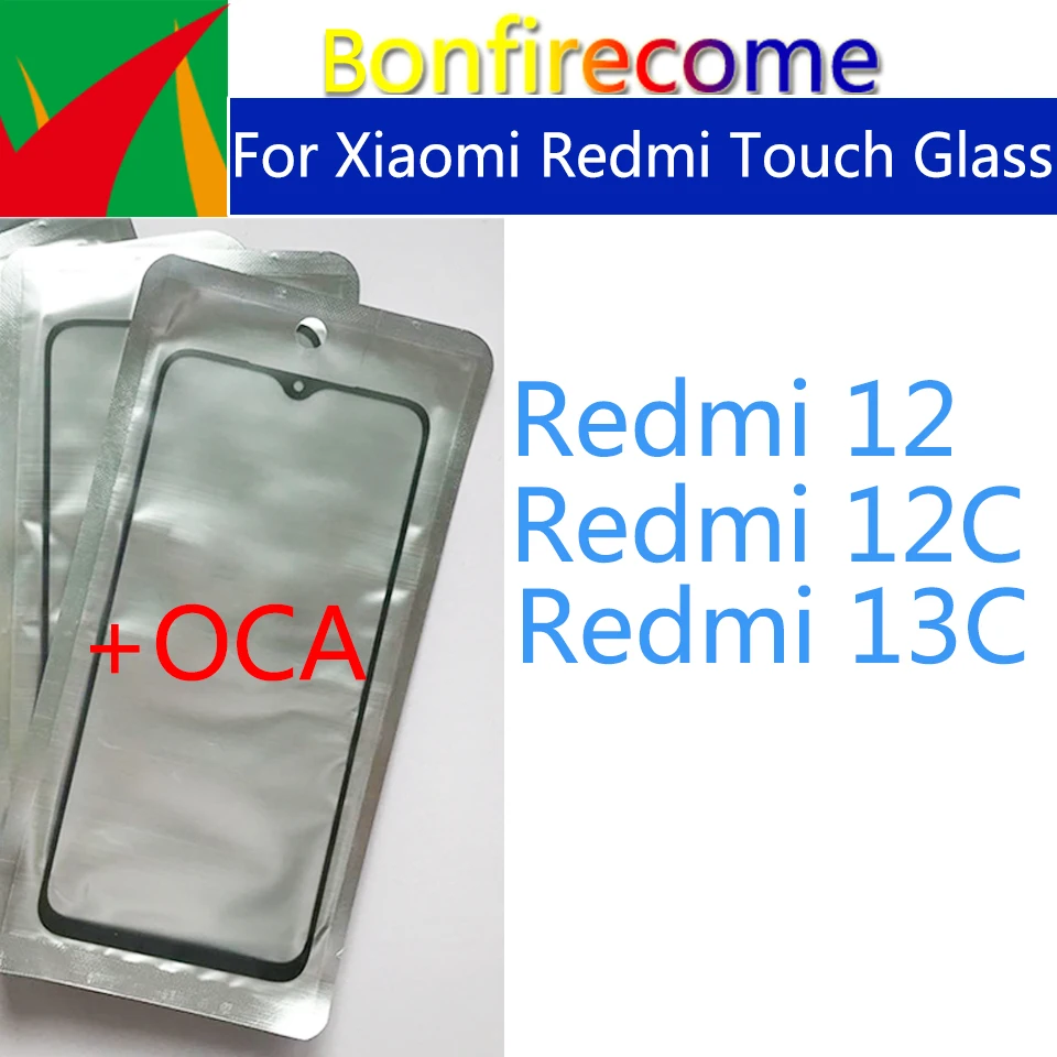 

10 шт./партия для Xiaomi Redmi 12 13C 12C Сенсорная Панель переднее внешнее стекло объектив ЖК-стекло с OCA клей Замена