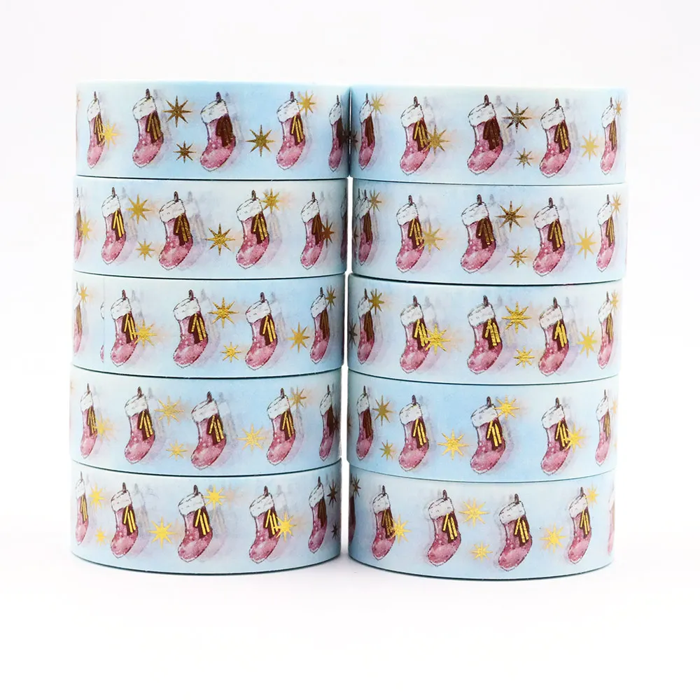 10pcs/Lot 15MM*10M Gold Foil Christmas Socks Stars Decorative Washi Tape Scrapbooking Masking Tape Korean Stationery
10pcs/Lot 15MM*10M Gold Foil Christmas Socks Stars Decorative Washi Tape Scrapbooking Masking Tape Korean Stationery