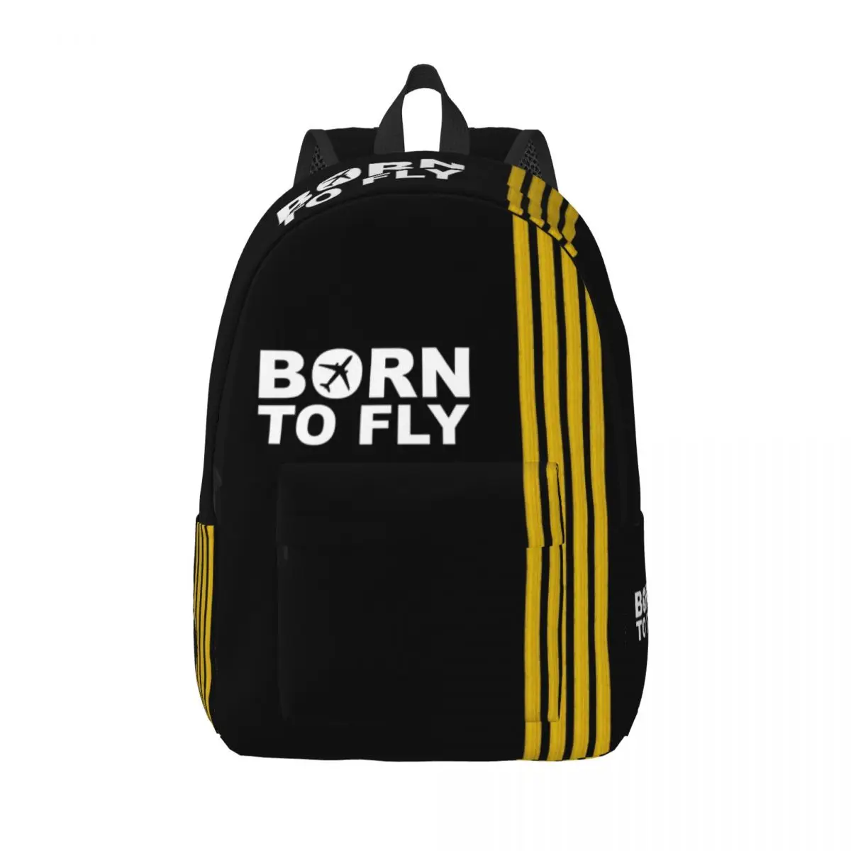 

Born To Fly Captain Stripes Flight Pilot Travel Canvas Backpack School Computer Bookbag Aviation Airplane College Daypack Bags