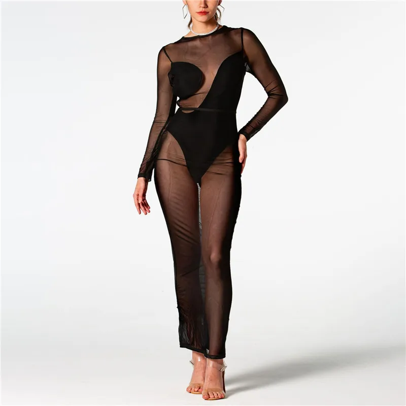 Sexy See Through Maxi Mesh Dress Women Long Sleeve O Neck Black Vestidos Summer Celebrity Evening Party Club Bandage Dress
Sexy See Through Maxi Mesh Dress Women Long Sleeve O Neck Black Vestidos Summer Celebrity Evening Party Club Bandage Dress