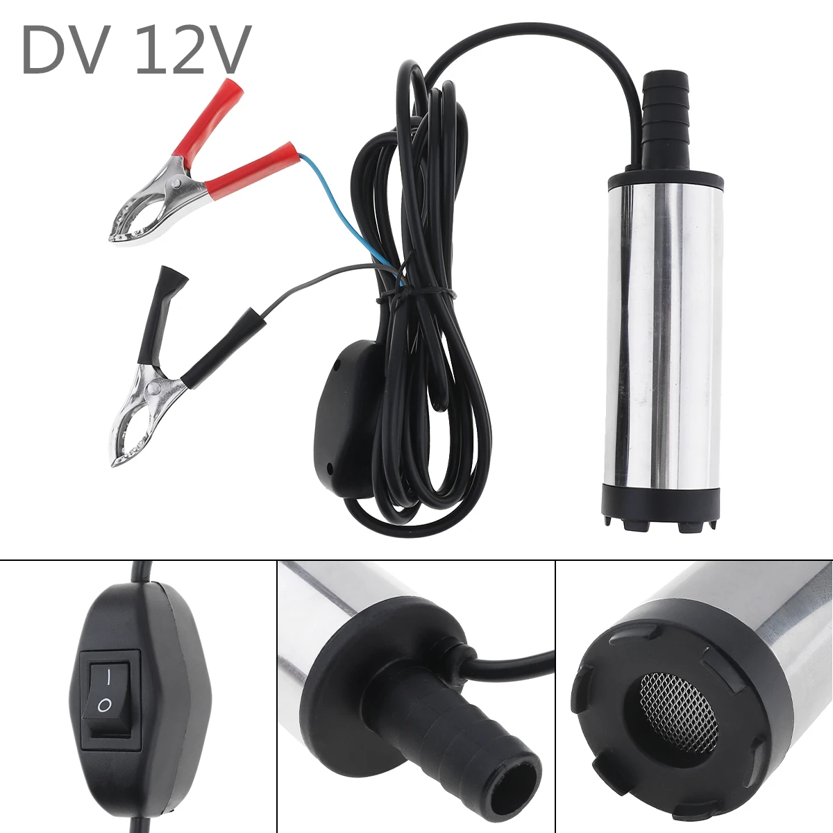 DC12V 38MM Silver Portable Aluminium Alloy Car Electric Submersible Pump Fuel Water Oil Barrel Pump with 2 Alligator Clips
DC12V 38MM Silver Portable Aluminium Alloy Car Electric Submersible Pump Fuel Water Oil Barrel Pump with 2 Alligator Clips