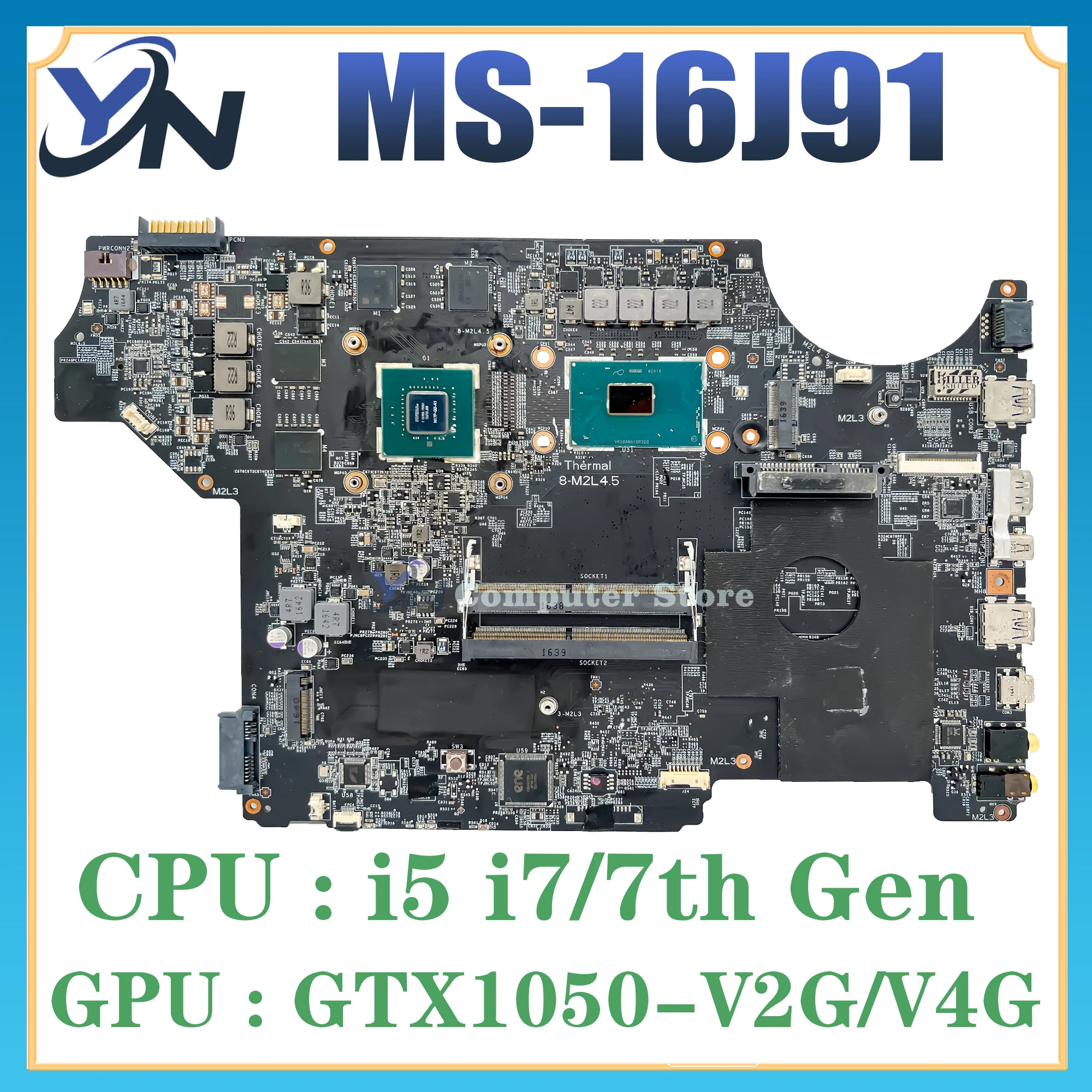 

MS-16J91 Mainboard For MSI MS-16J91 VER:1.0 Laptop Motherboard With I7-7700HQ I5-7300HQ CPU GTX1050-V2G/V4G 100% Test