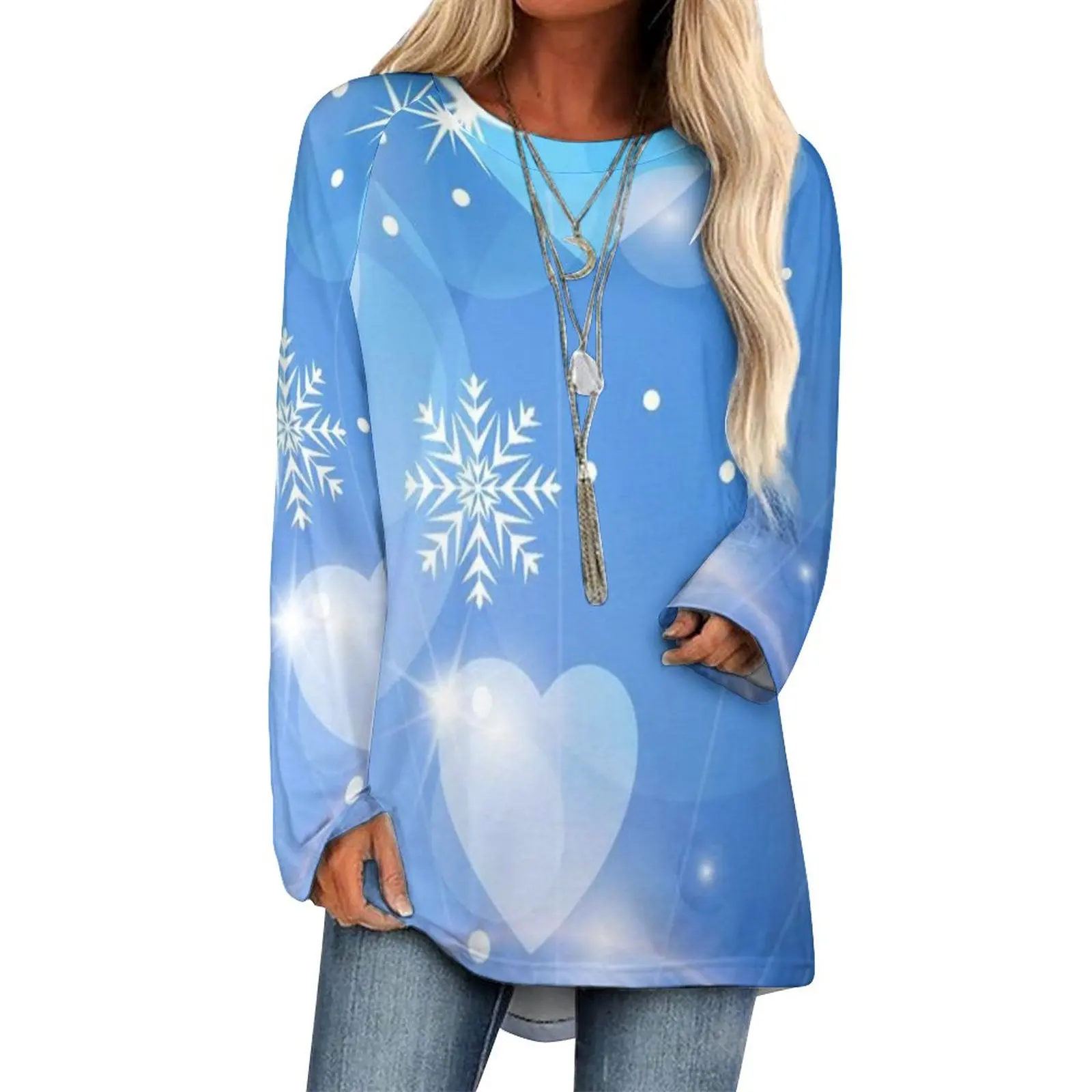 Женская футболка с длинным рукавом и круглым вырезом, с 3D-принтом
Женская футболка с длинным рукавом и круглым вырезом, с 3D-принтом