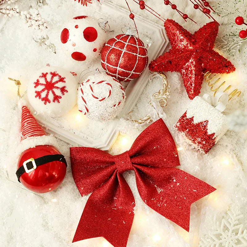 

1 Набор украшений в виде рождественских шаров, новогодняя елка, подвесной шар в стиле Санта-Клауса, Набор рождественских шаров со звездой топпером для рождественской елки