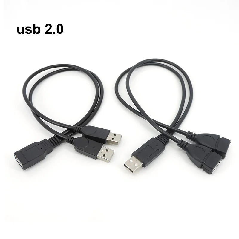 

USB2.0 USD A 1 штекер-гнездо на 2 штекера-гнездо USB 2,0 Удлинительный Шнур кабель для передачи данных адаптер питания конвертер штекер L1