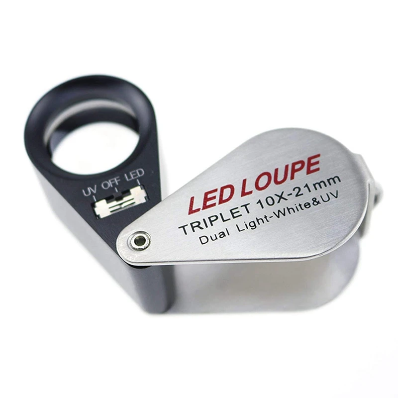 3 Pcs 10X Magnification Jeweler Loupe Triplet Lens Magnifier With 6 LED UV Light 21Mm For Gems, Jewelry, Coins, Stamps
3 Pcs 10X Magnification Jeweler Loupe Triplet Lens Magnifier With 6 LED UV Light 21Mm For Gems, Jewelry, Coins, Stamps