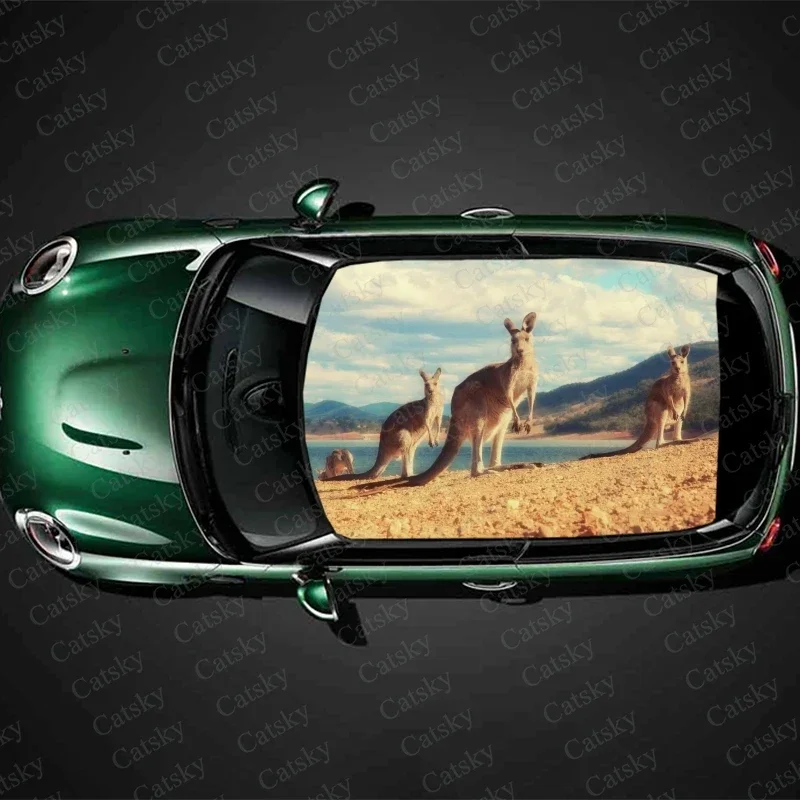 

Animal Kangaroo Car Roof Sticker Wrap Racing SUV Accessories Packaging Painted PVC Custom Car Hood Graphic Decal Decoration