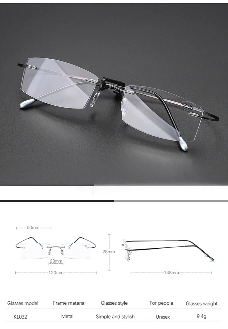 Men's Anti Blue Light Blocking Reading Glasses Cut Frameless Metal HD Lens Eyewear Women Prescription Presbyopic Glasses +400 60 Mallzona S53c1878a0dd8429f8b025e13f21db374N Men's Anti Blue Light Blocking Reading Glasses Cut Frameless Metal HD Lens Eyewear Women Prescription Presbyopic Glasses +400 Mallzona