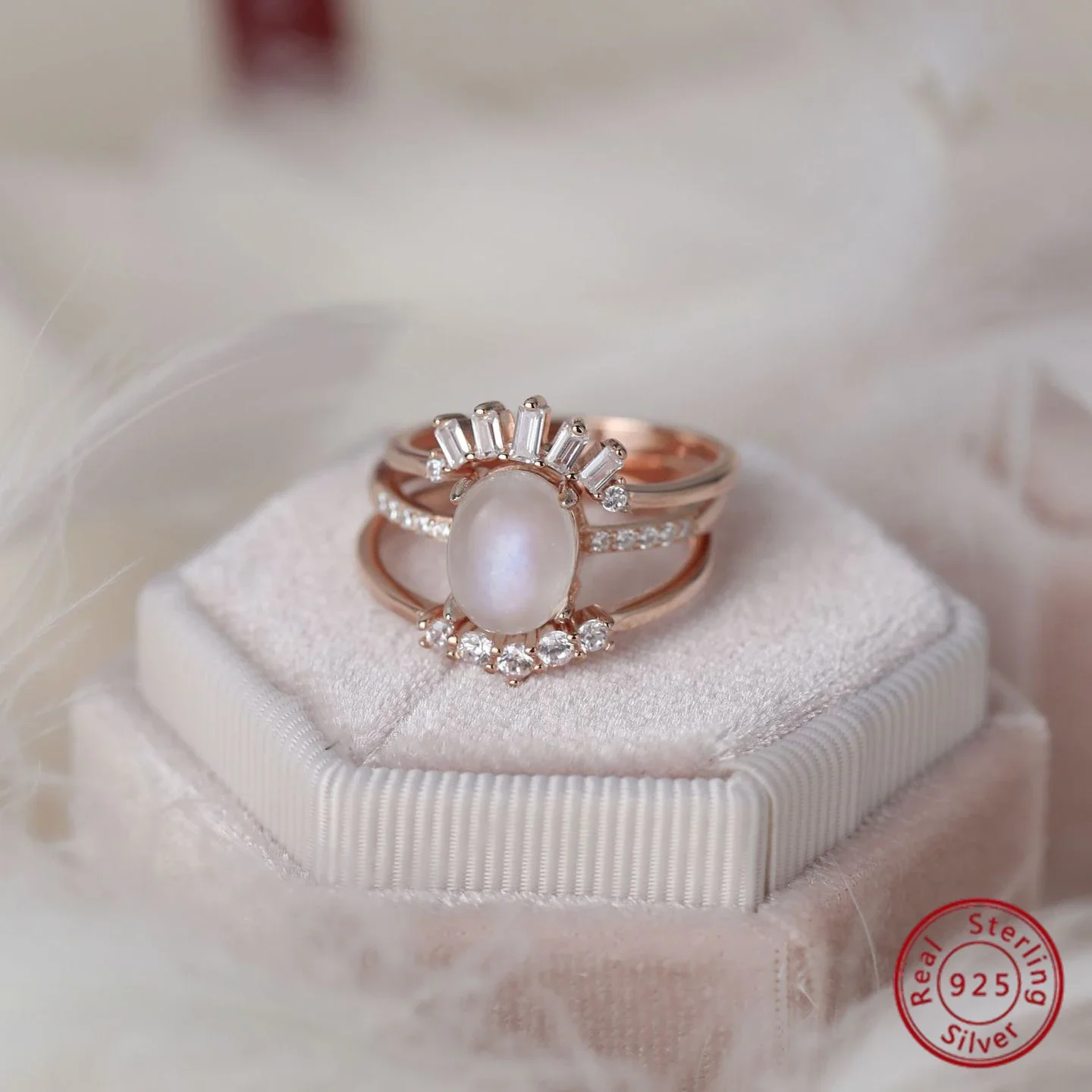 Exquisite S925 Moonstone Zircon Ring with Multi-layer Design, Perfect Gift for Women
Exquisite S925 Moonstone Zircon Ring with Multi-layer Design, Perfect Gift for Women