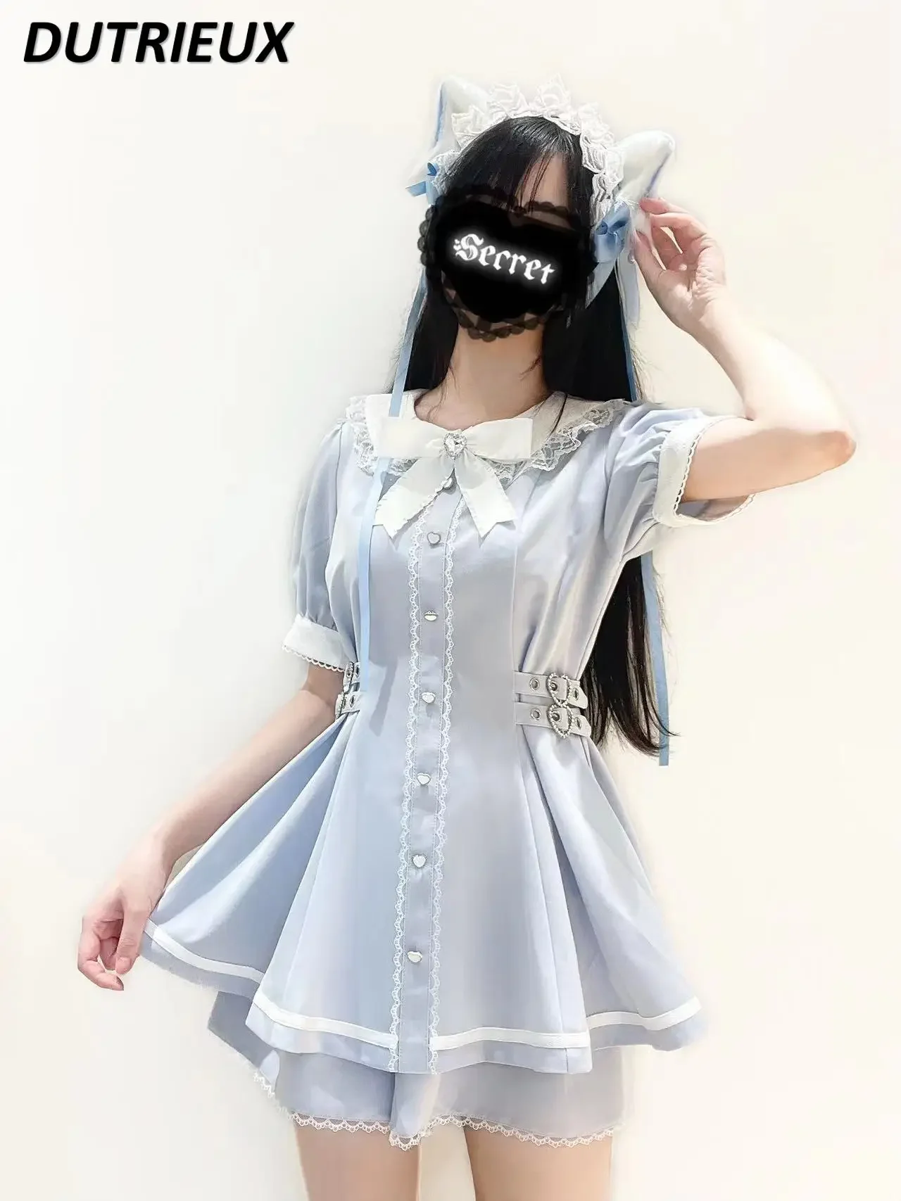 Japanese Original Mine Mass-Produced Round Neck Lace Waist Dress Set Sweet Cute Short Sleeve Waist-Controlled Top and Shorts
Japanese Original Mine Mass-Produced Round Neck Lace Waist Dress Set Sweet Cute Short Sleeve Waist-Controlled Top and Shorts
