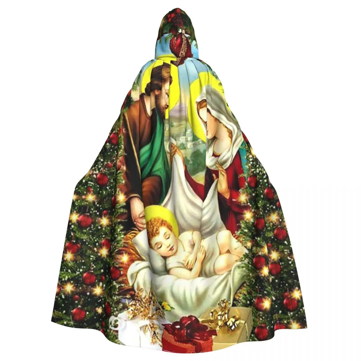 

Adult Halloween Our Lady Of Guadalupe Virgin Print Cloak Cape Hooded Medieval Costume Full Length Dress Coat