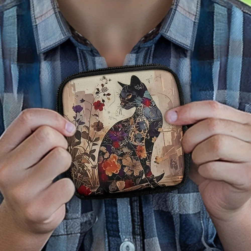 Durable Mini Coin Purse Artificial Leather Cat Print Wallet Waterproof Portable Earphone Bag Friends Gift Durable Mini Coin Purse Artificial Leather Cat Print Wallet Waterproof Portable Earphone Bag Friends Gift