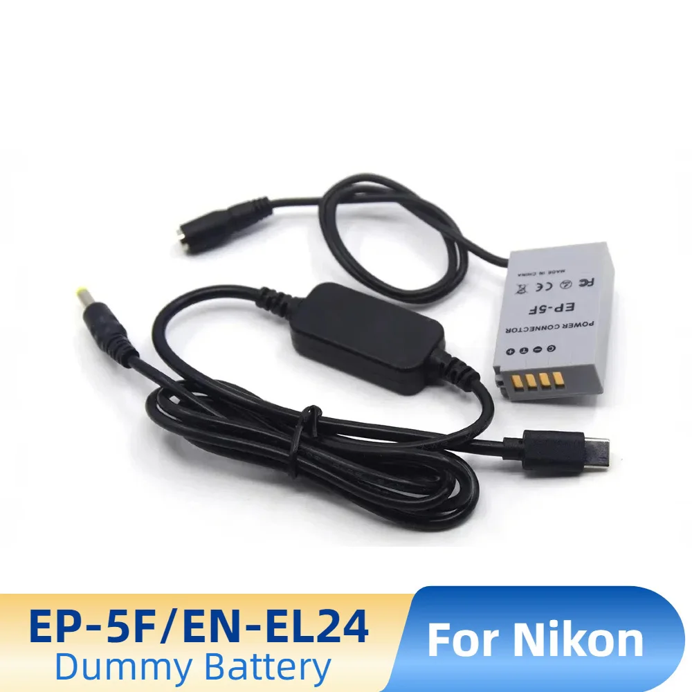 EN-EL24 Dummy Battery EP-5F DC Coupler USB C DC Cable for Nikon 1 J5 1J5 Camera
EN-EL24 Dummy Battery EP-5F DC Coupler USB C DC Cable for Nikon 1 J5 1J5 Camera