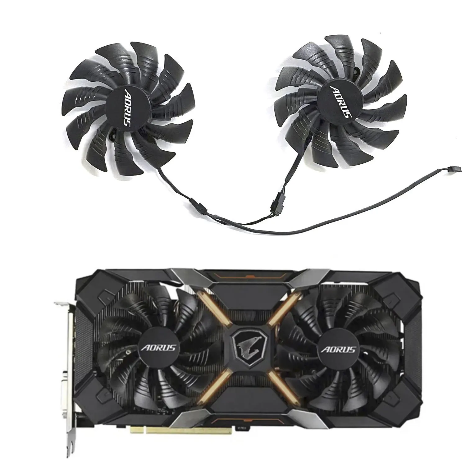 

2FAN Original 4PIN T129215BU GTX1060 GPU fan suitable for Gigabyte AORUS GTX 1060 Xtreme version 6G 9Gbps ​​graphics card