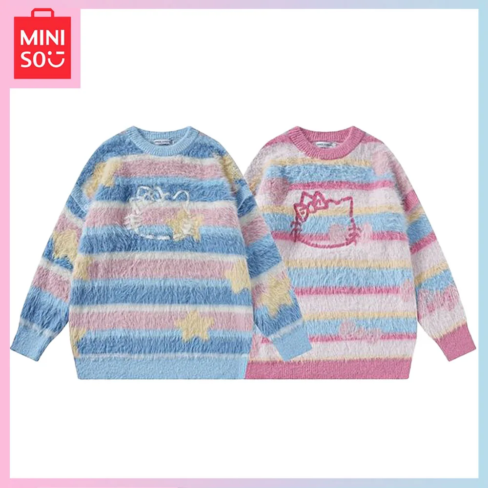 Miniso Hello Kitty Vintage Striped Round Neck Sweater Girls Fall Winter Fashion Warm Loose Comfortable Birthdays Christmas Gifts
Miniso Hello Kitty Vintage Striped Round Neck Sweater Girls Fall Winter Fashion Warm Loose Comfortable Birthdays Christmas Gifts