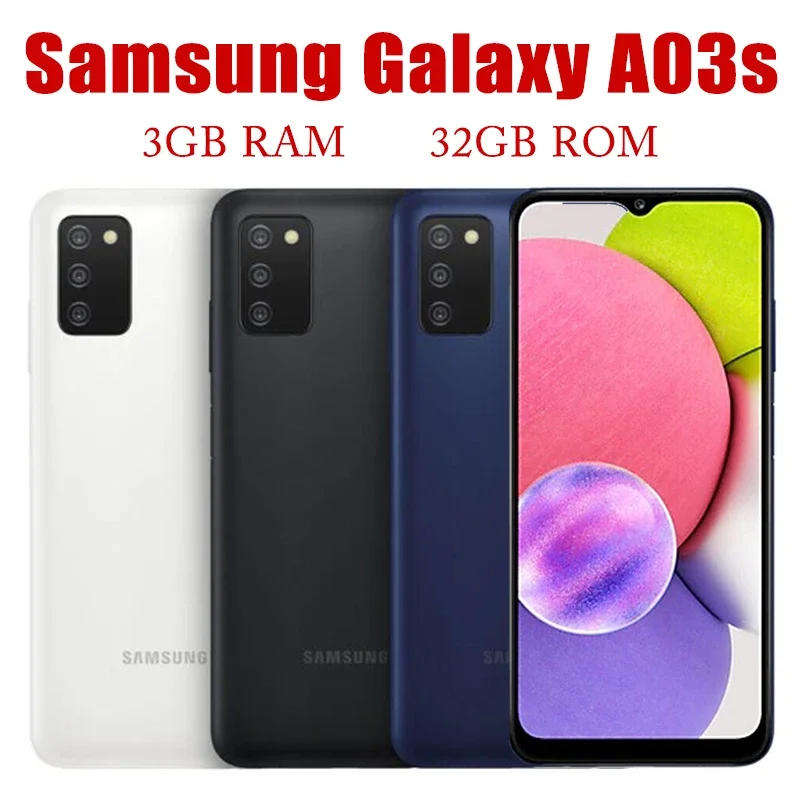 

Оригинальный разблокированный сотовый телефон Samsung Galaxy A03s A037U, экран 6,5 дюйма, восемь ядер, 3 Гб ОЗУ 32 Гб ПЗУ, LTE, 1 SIM-карта, тройная камера 13 МП, сканер отпечатков пальцев