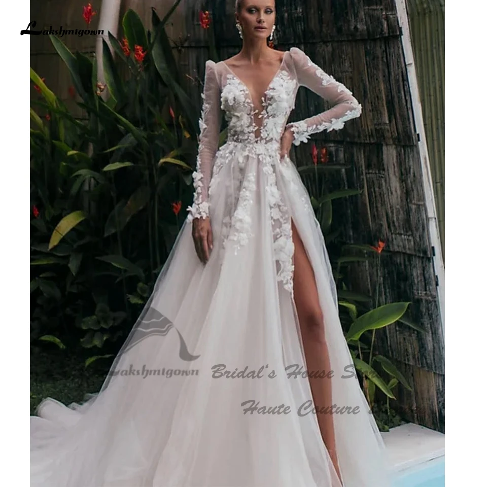 Lakshmigown пикантные пляжные свадебные платья с длинным рукавом и цветочным рисунком 2024, платье с Боковым Разрезом, винтажное платье с открытой спиной
Lakshmigown пикантные пляжные свадебные платья с длинным рукавом и цветочным рисунком 2024, платье с Боковым Разрезом, винтажное платье с открытой спиной