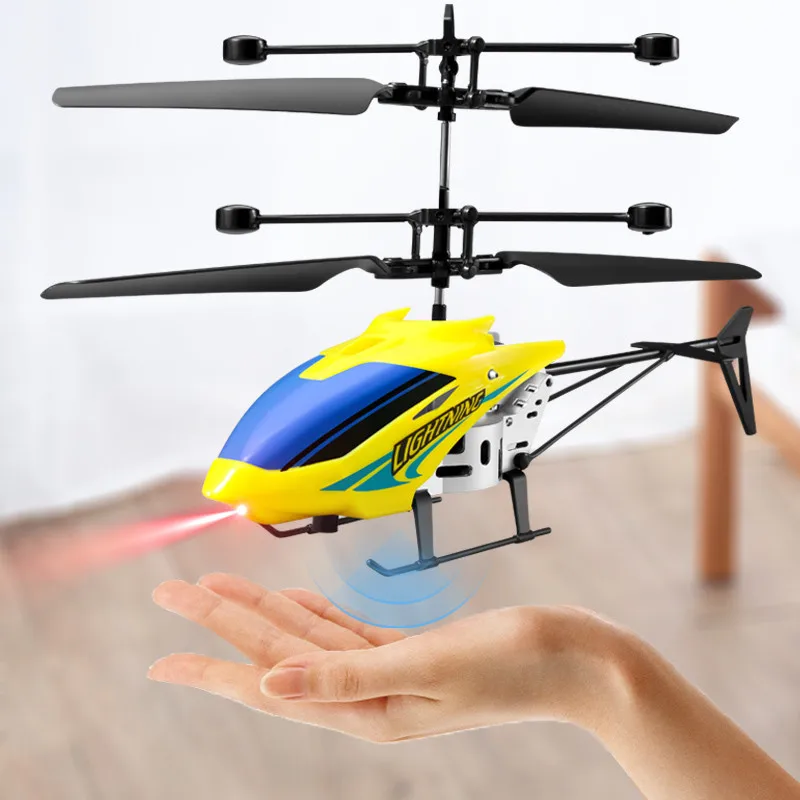 

V21 Two-Channel RC Helicopters Mini Drone Drop-resistant Induction Suspension Aircraft LED Light Indoor Helicopter Kids Toy Gift