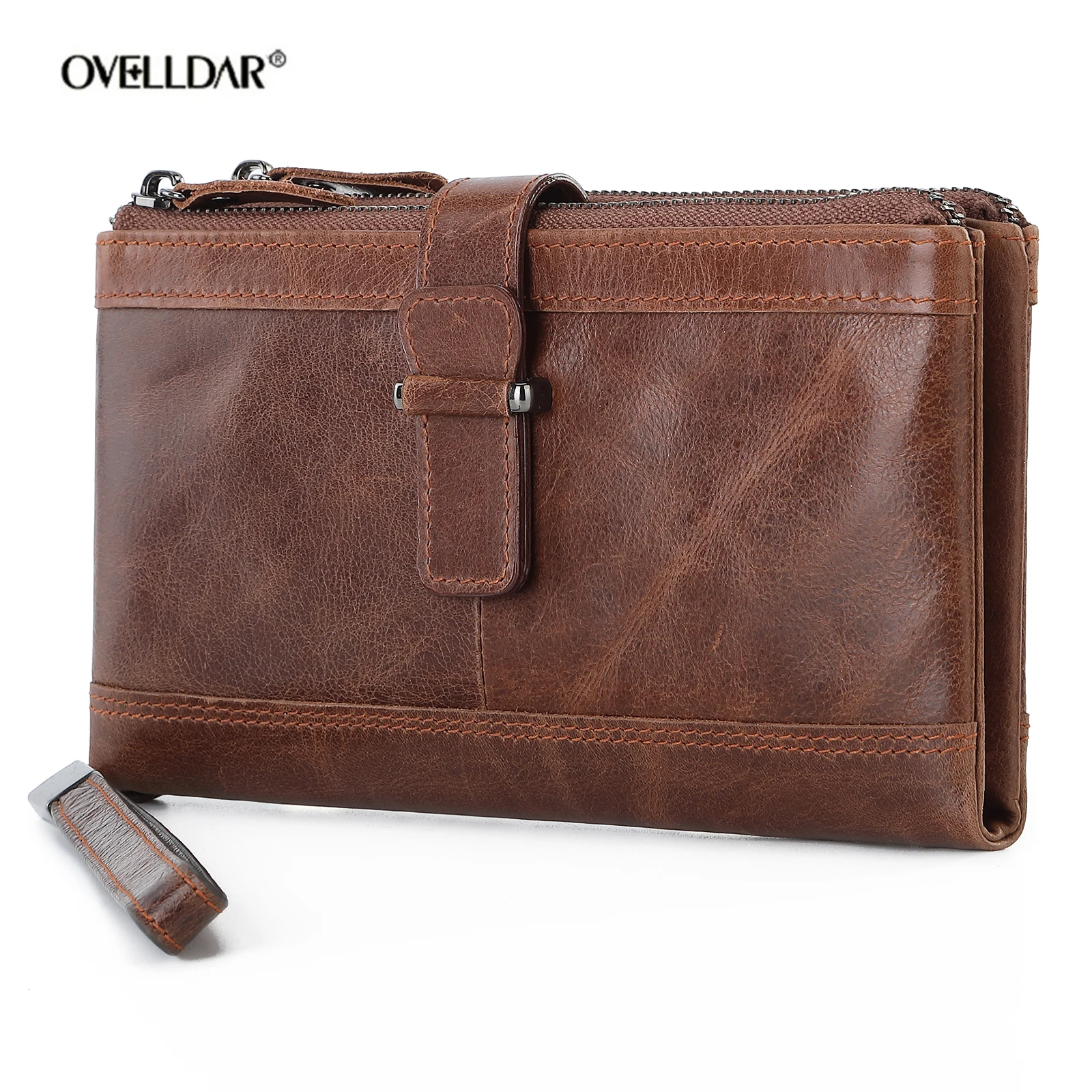 

Men's Long Handbag Business Vintage Cow Leather Clutch Man Wallet Brand Long Wallet For Man Casual Handhold Bag Male Purse