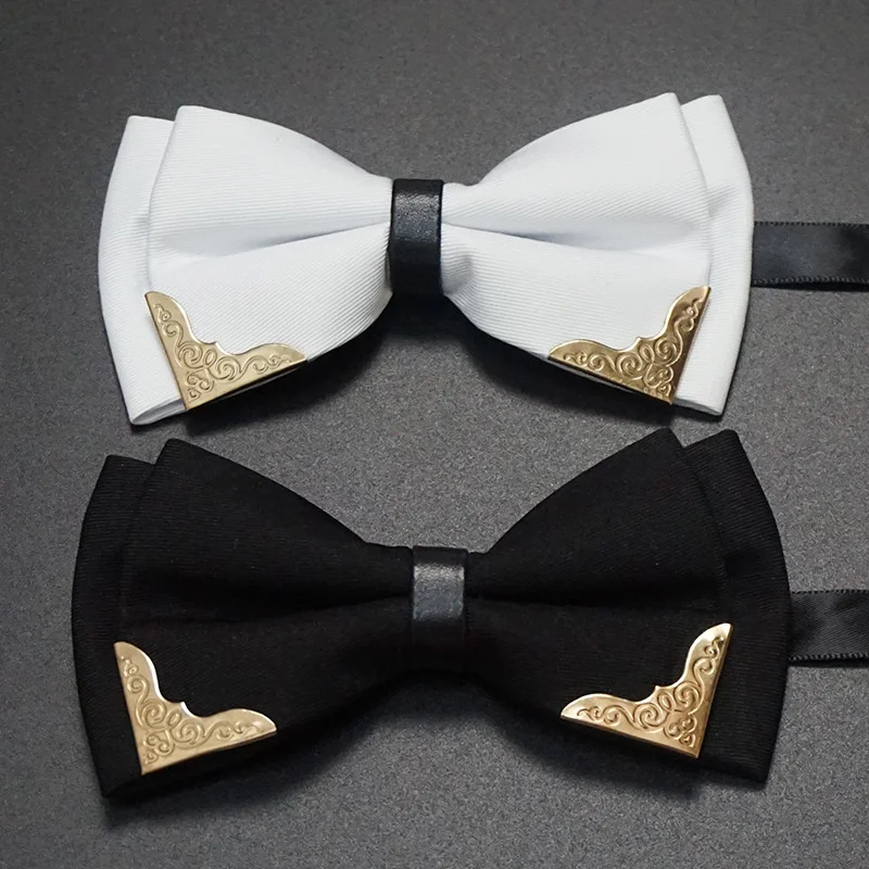 

Men's Solid Black White Bow Ties Formal Dress Wedding Bowties For Men Women Leisure Metal Bling Butterfly Bowknot Banquet Cravat