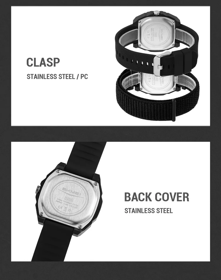 SKMEI Men Sport Casual Watch Matte Black Octagon Case Silicone Nylon Band Digital Display 50M Waterproof Countdown Watches 2495 SKMEI Men Sport Casual Watch Matte Black Octagon Case Silicone Nylon Band Digital Display 50M Waterproof Countdown Watches 2495