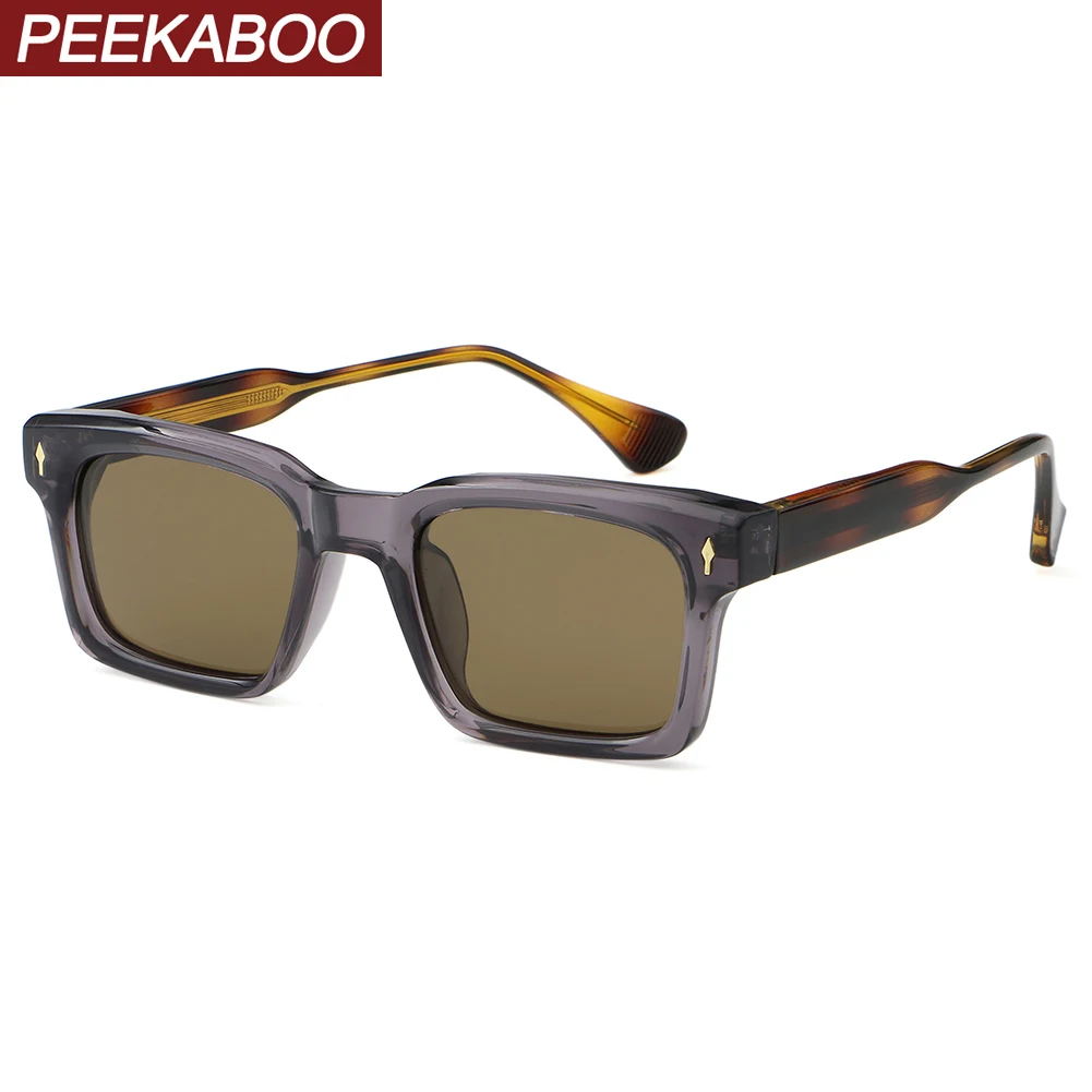 

Peekaboo retro style polarized sunglasses for men CP acetate square sun glasses for women uv400 green leopard hot sale unisex