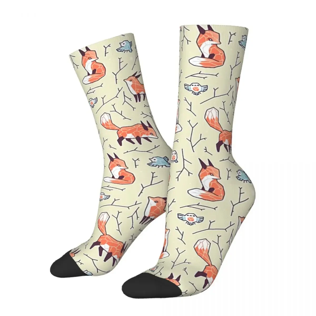 

Funny Crazy Sock for Men Fox And Bird Hip Hop Vintage Seamless Pattern Printed Boys Crew Sock Casual Gift