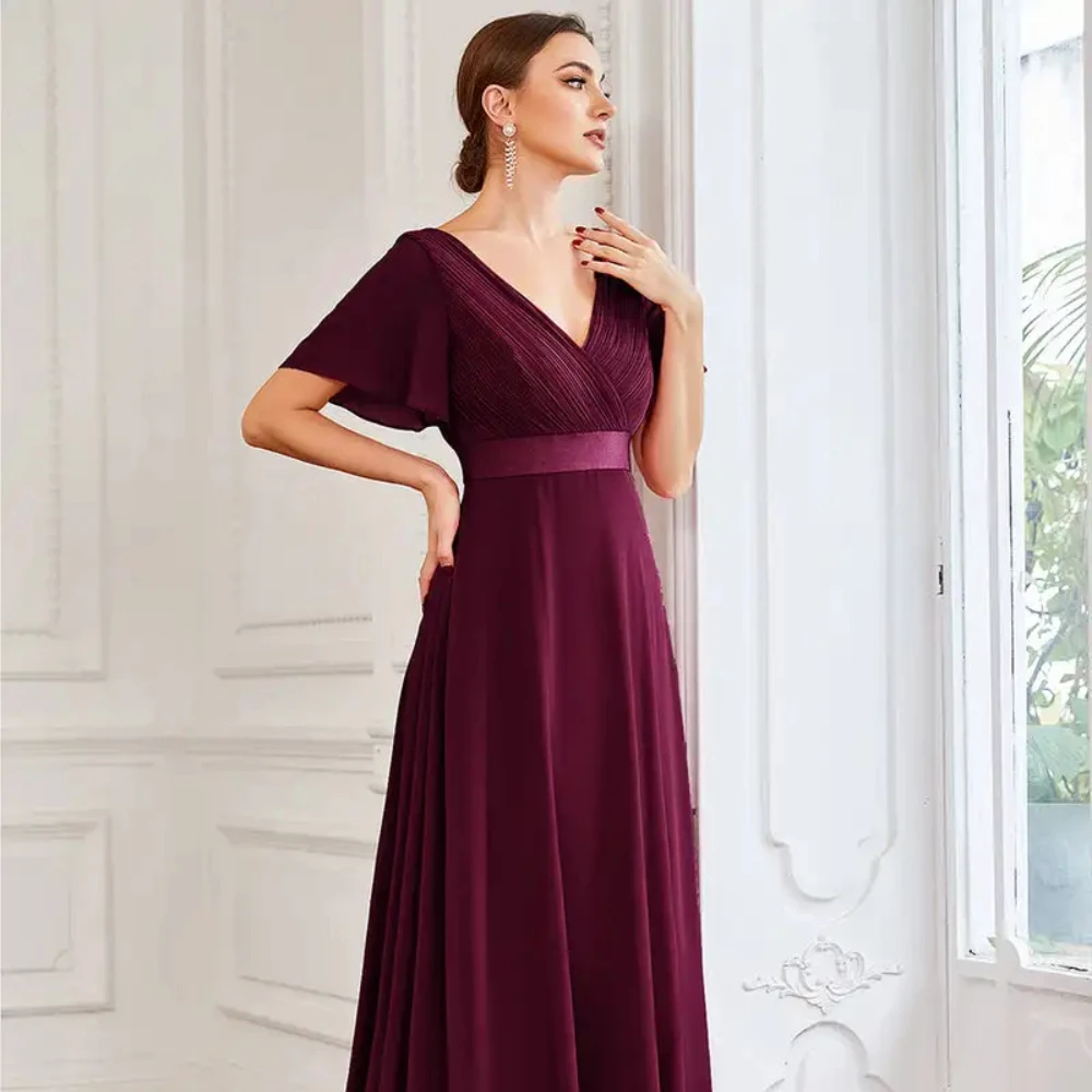 Elegant Evening Dresses V-neck Long A-LINE Short Sleeve Floor-Length 2024 of Chiffon Sky Blue Bridesmaid Women robes de soirée
Elegant Evening Dresses V-neck Long A-LINE Short Sleeve Floor-Length 2024 of Chiffon Sky Blue Bridesmaid Women robes de soirée